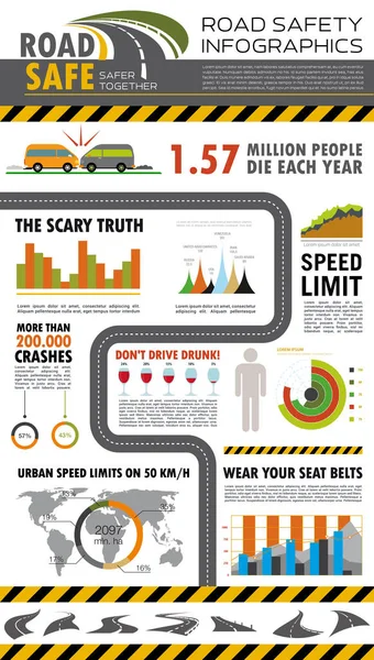 Road safety infographics affisch design — Stock vektor