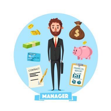 Vektör office iş öğeleri adamla Yöneticisi