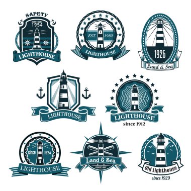 Deniz feneri vector Icons set