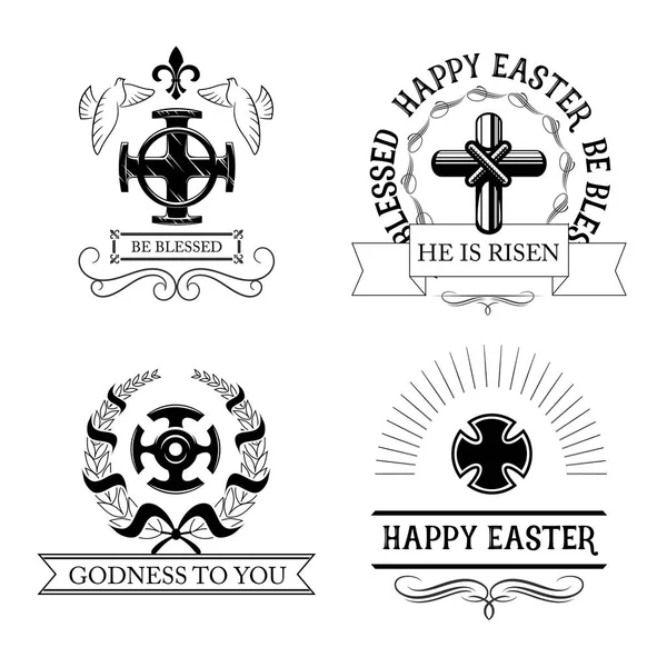 Wielkanoc cross zestaw symboli z religijnych krucyfiks — Wektor stockowy