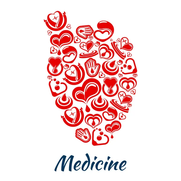 Affiche coeur de cardiologie et de vecteurs sanguins — Image vectorielle