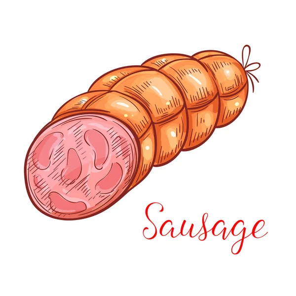 Sausage ham or bacon vector isolated icon — Stock Vector