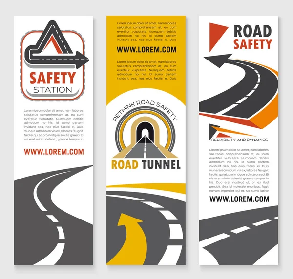 Road safety service company vector banners — Stock Vector