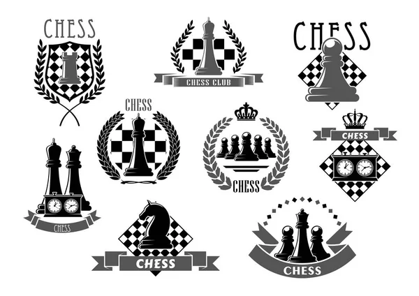 Chess club herby i wektorowe ikony — Wektor stockowy