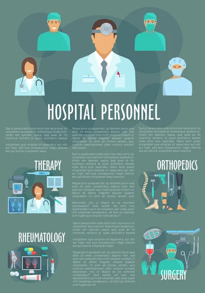Infografías vectoriales del personal médico u hospitalario — Archivo Imágenes Vectoriales