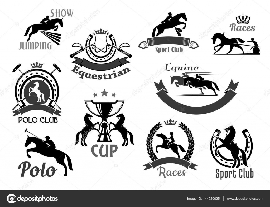 cavalo de corrida com ícones de design de logotipo de jóquei