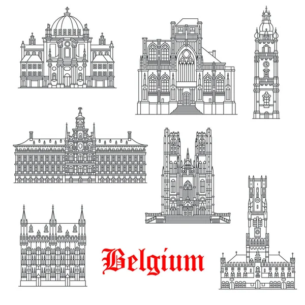 Építészet épületek Belguim vektoros ikonok — Stock Vector