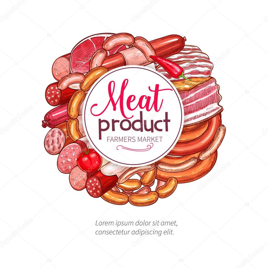 Butchery meat sausage delicatessen vector poster