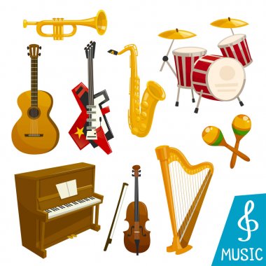 Musical instruments vector isolated icons clipart