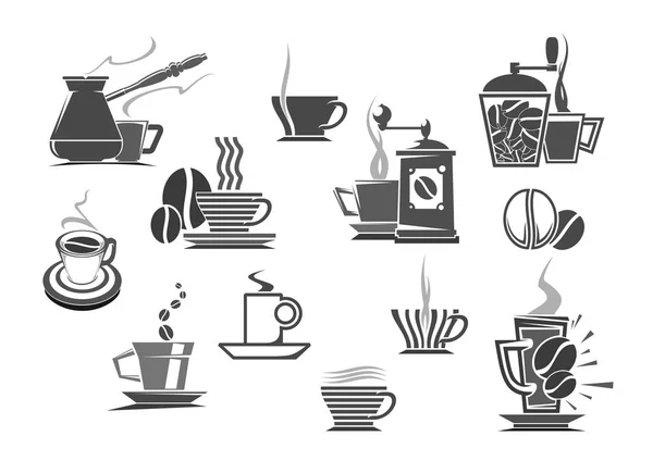 Kaffeegetränke und Kaffeemaschinen Vektor-Symbole — Stockvektor
