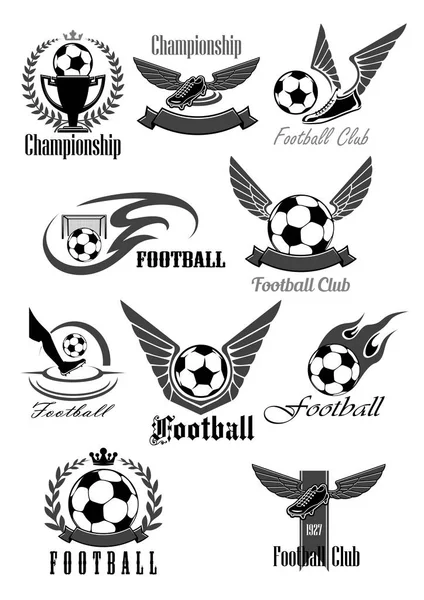 Ícones de vetor de clube de futebol para campeonato de futebol —  Vetores de Stock