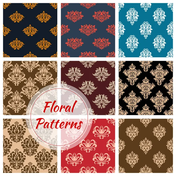 花のダマスク織の飾りのシームレスなベクトル パターン — ストックベクタ