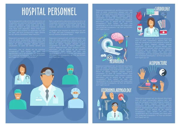 Poster vettoriali medici del personale ospedaliero — Vettoriale Stock