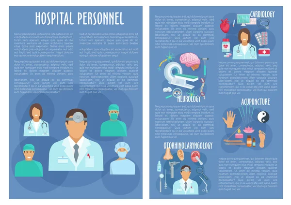 Hospital personal médicos vector carteles — Vector de stock