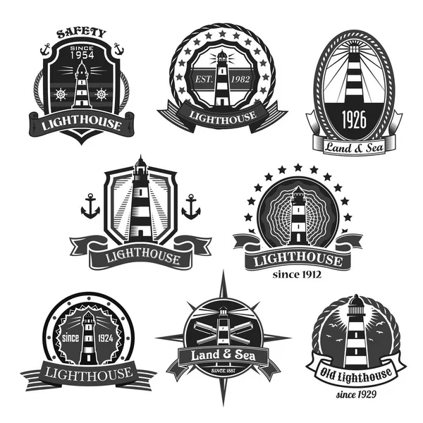 Lighthouse vector nautcal icons set — Stockvector