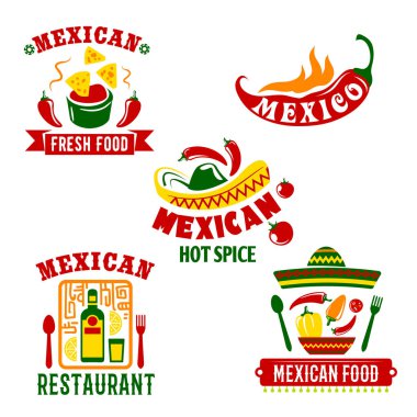 Meksika mutfağı restoran vector Icons set