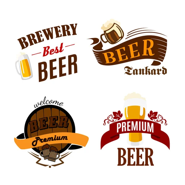 Cerveza pub vector iconos aislados para bar cervecería — Archivo Imágenes Vectoriales