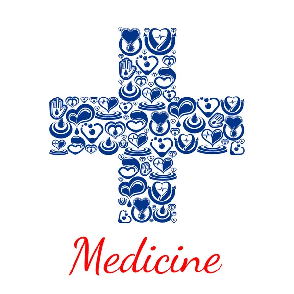 Médecine affiche de croix symbole coeurs vectoriels — Image vectorielle