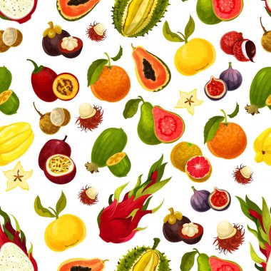 Egzotik taze meyve vektör seamless modeli