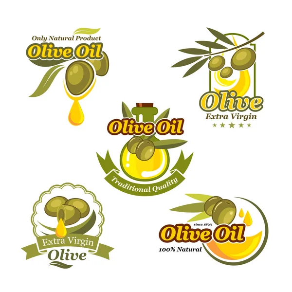 Набор шаблонов этикеток для векторов оливкового масла — стоковый вектор