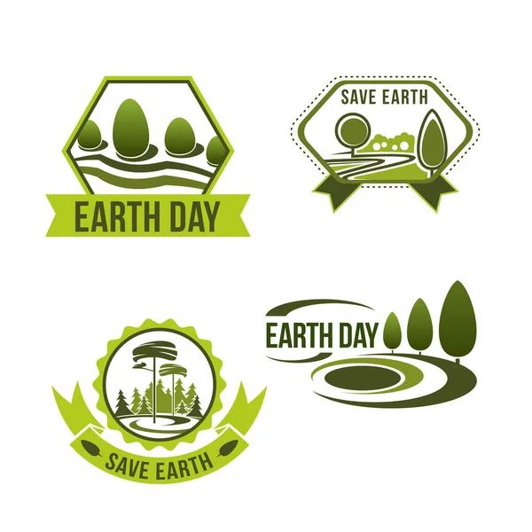 Conjunto de iconos vectoriales para el día de la tierra o la empresa ecológica — Vector de stock