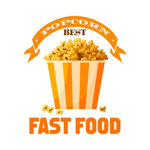 Popcorn fast food snack vector isolated icon — Stock Vector