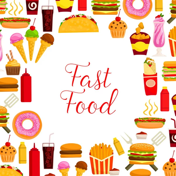 Fast food étterem ebéd poszter design menü — Stock Vector