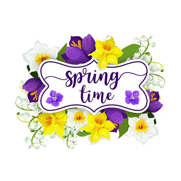 Привіт Весняні квіти Векторний квітковий плакат — стоковий вектор