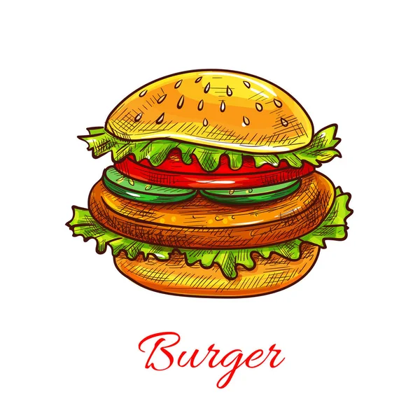 Hamburguesa comida rápida hamburguesa vector icono — Archivo Imágenes Vectoriales