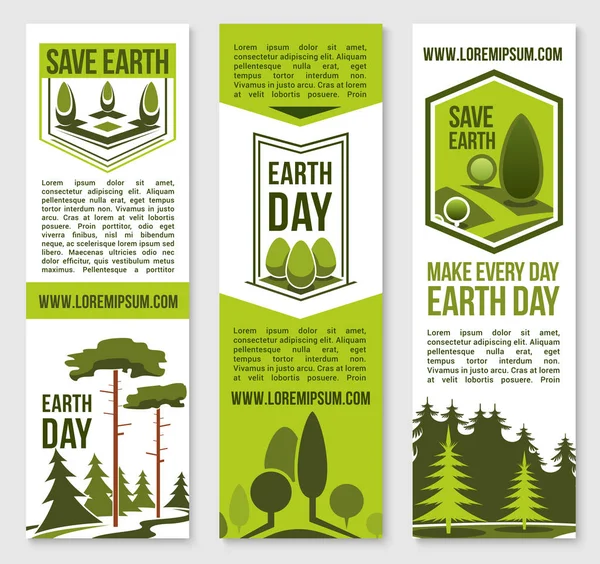 Salvar Terra planeta natureza vetor banners modelo — Vetor de Stock