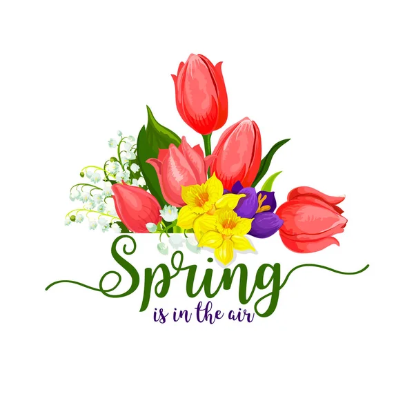 Весенние праздники векторный букет цветов тюльпанов — стоковый вектор