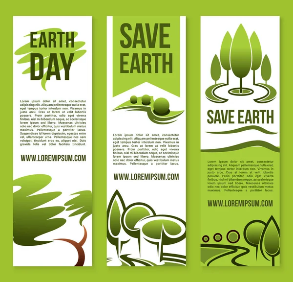 Bannières vectorielles Sauver la nature ou modèles Jour de la Terre — Image vectorielle