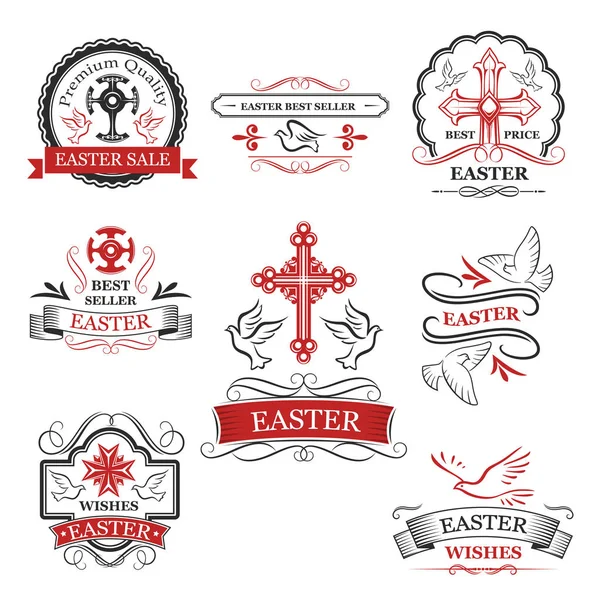 Vente de Pâques et ensemble de badge de qualité supérieure — Image vectorielle