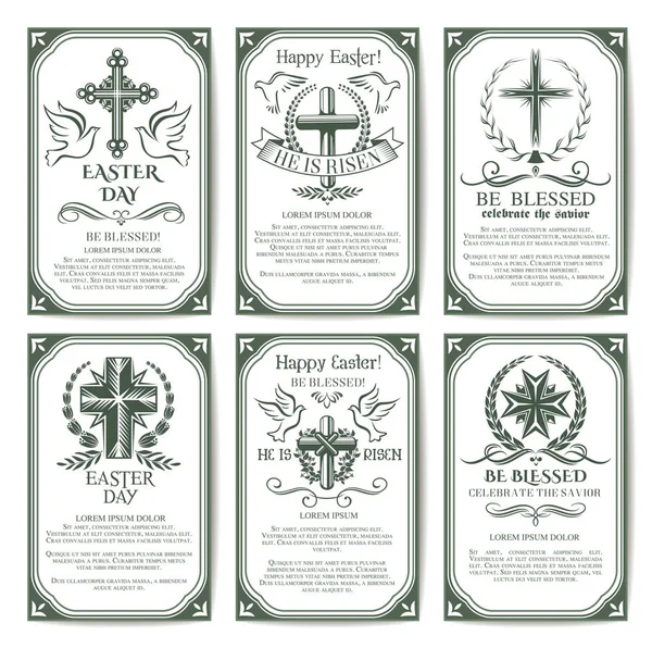 Pasqua croce poster religioso e banner set — Vettoriale Stock