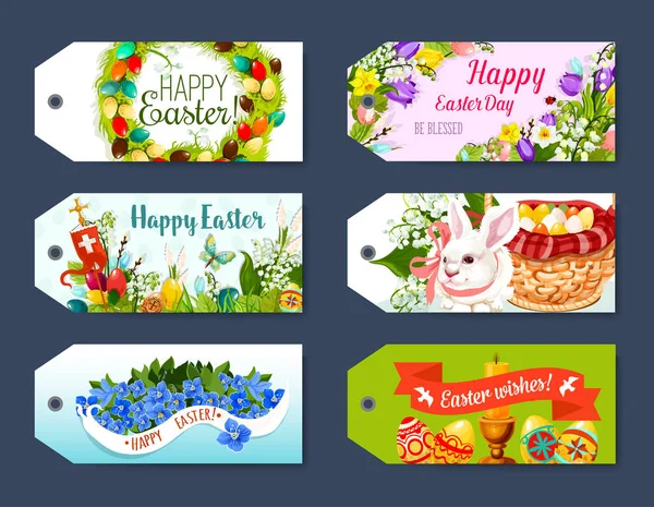 Easter gift tag and greeting label set design — Stock Vector