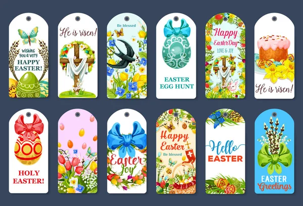 Easter Egg Hunt tag e design de conjunto de etiquetas — Vetor de Stock