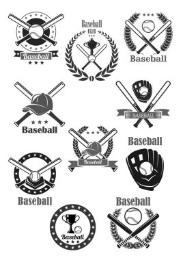 Baseball club awards vector template icons set clipart
