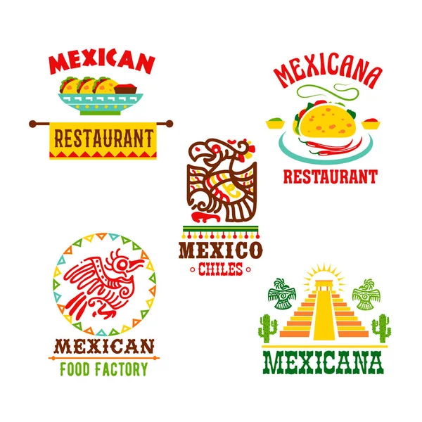 Restaurant cuisine mexicaine icônes vectorielles ensemble — Image vectorielle