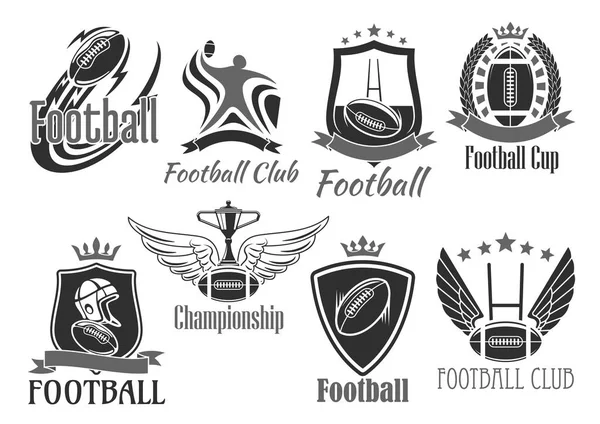 Rugby football vector badges for championship cup — Stock Vector