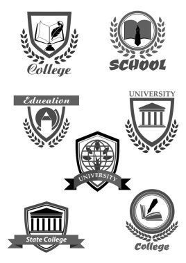 Kolej veya üniversite ve okul vector Icons set
