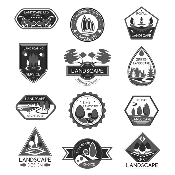 Set di icone vettoriali della società di progettazione del paesaggio — Vettoriale Stock