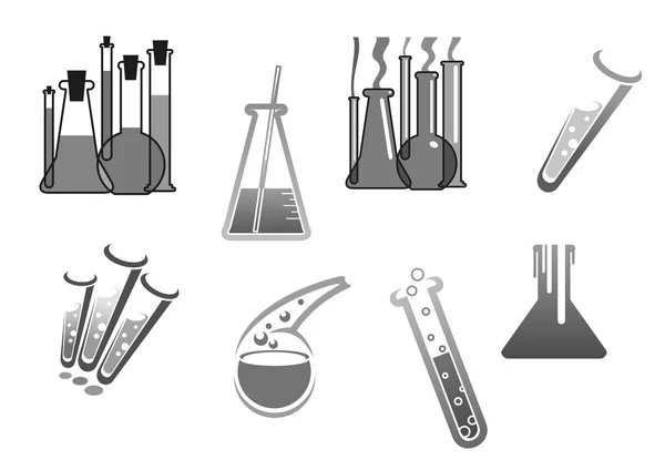 Iconos de vectores químicos Pruebas de tubos químicos — Vector de stock