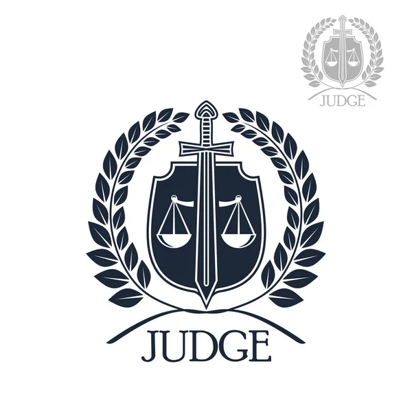 Δικηγόρος επιχείρηση, το δικαστή και το δίκαιο σύμβολο γραφείου — Διανυσματικό Αρχείο