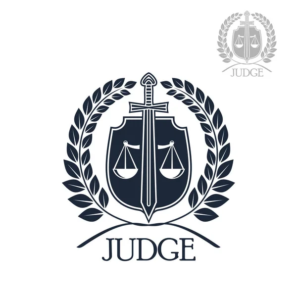 Lawyer firm, judge and law office symbol — Stock Vector