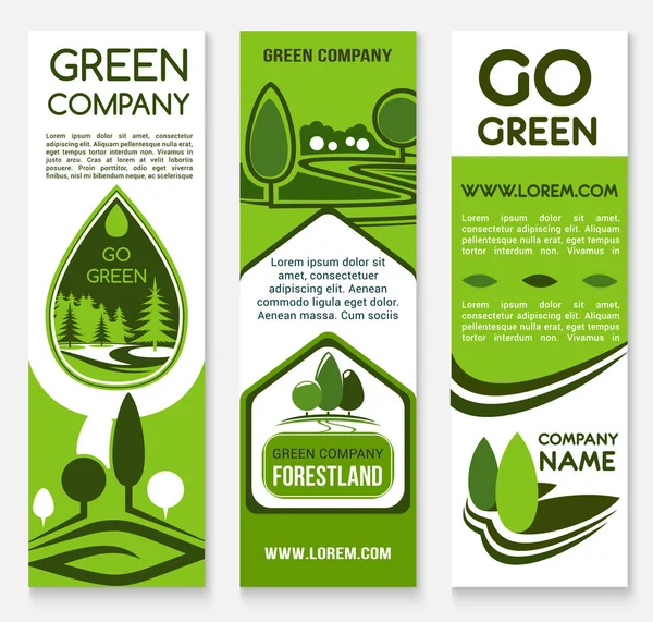 Eco negocio, plantilla de banner de empresa verde — Archivo Imágenes Vectoriales