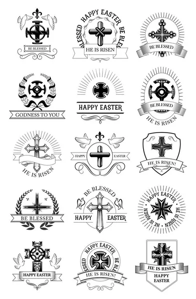 Symbole de Pâques avec croix crucifix — Image vectorielle