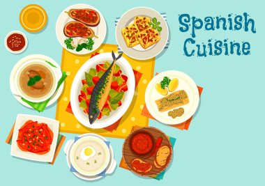 İspanyol mutfağının sağlıklı öğle yemeği simgesi tasarım