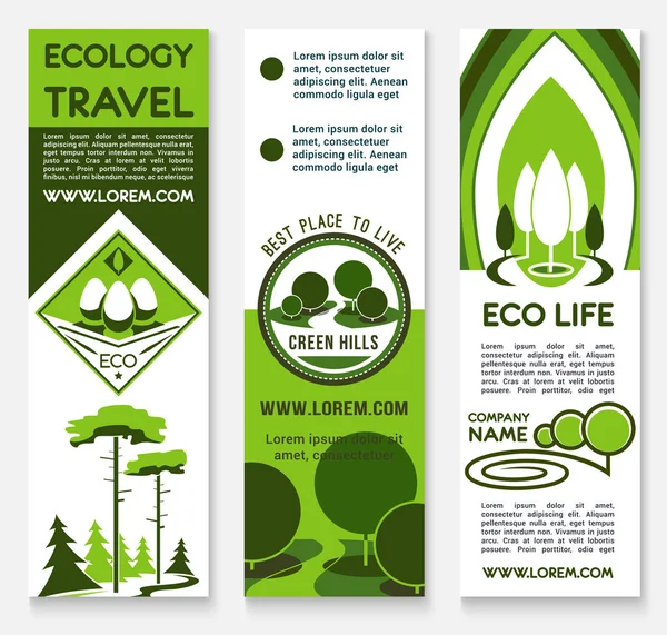 Ecologia viaggi, edilizia, business banner modello — Vettoriale Stock