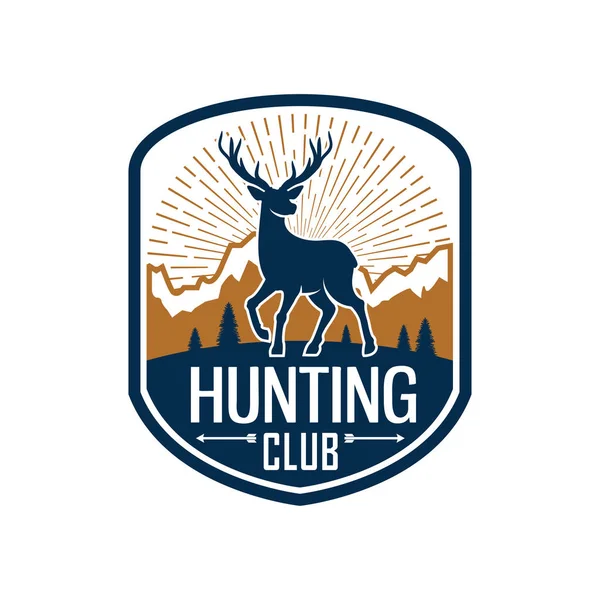 Deer hunting heraldic badge for hunt club design — Stock Vector