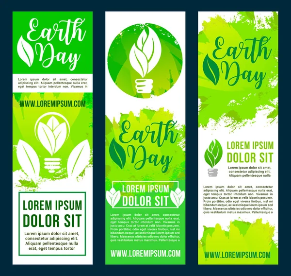 Banderas de conservación del día de la Tierra y ecología — Archivo Imágenes Vectoriales